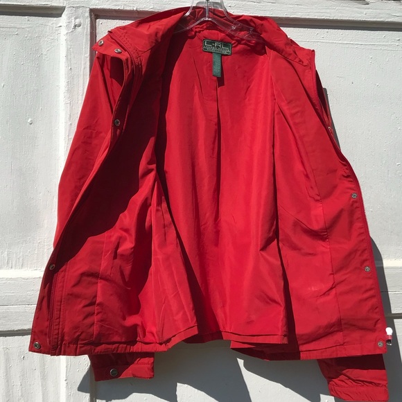 Lauren Active Ralph Lauren Red Jacket Equestrian Collar Buckle Detail Light Coat - Picture 8 of 8